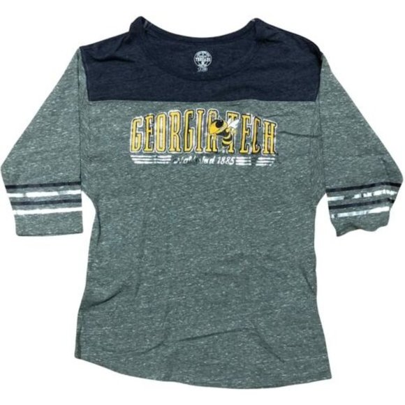 Georgia Tech Yellow Jackets Womens Distressed Tee Shirt Small 4/6 - Picture 1 of 1